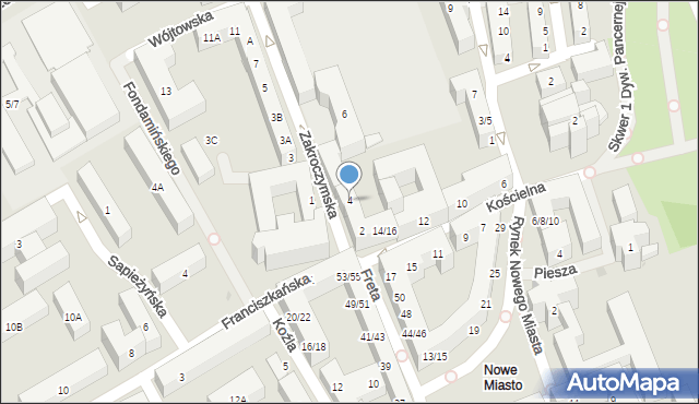 Warszawa, Zakroczymska, 4, mapa Warszawy