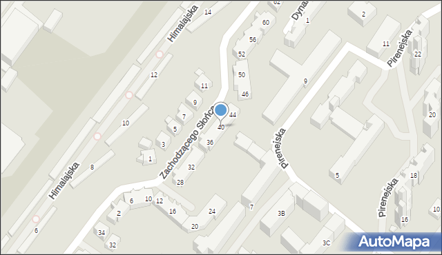 Warszawa, Zachodzącego Słońca, 40, mapa Warszawy