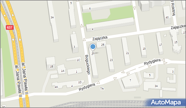 Warszawa, Zajączka Józefa, gen., 27, mapa Warszawy