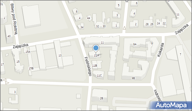 Warszawa, Zajączka Józefa, gen., 11A, mapa Warszawy