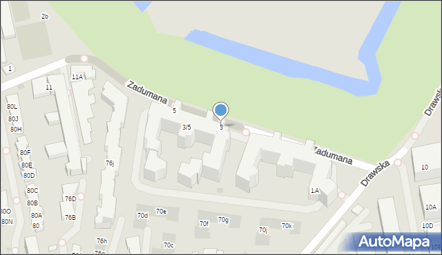 Warszawa, Zadumana, 3, mapa Warszawy