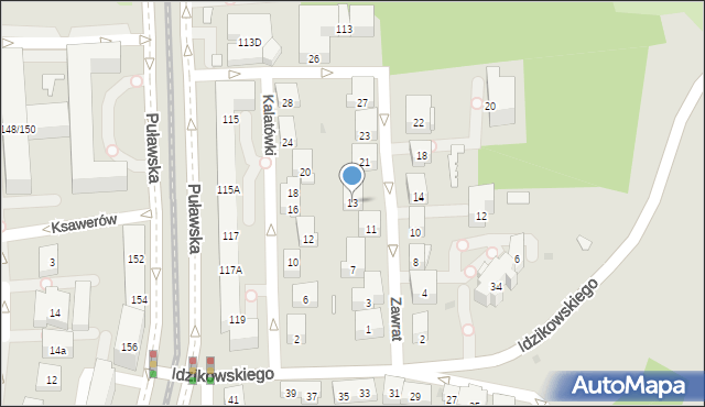 Warszawa, Zawrat, 13, mapa Warszawy