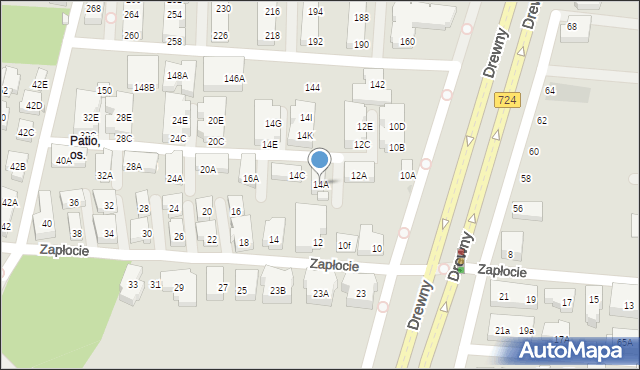 Warszawa, Zapłocie, 14A, mapa Warszawy