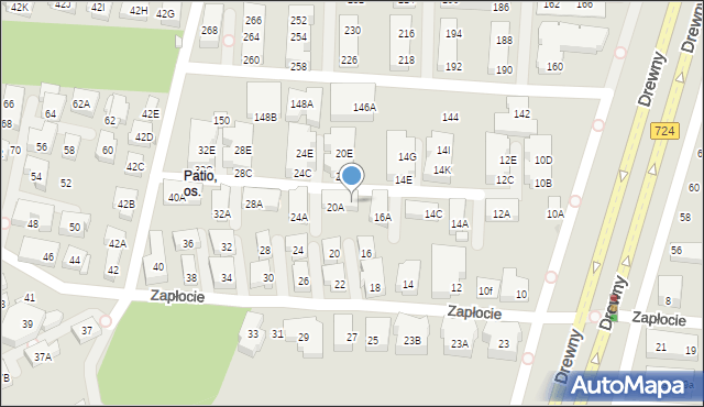 Warszawa, Zapłocie, 20B, mapa Warszawy