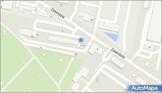 Warszawa, Zawodzie, 7, mapa Warszawy