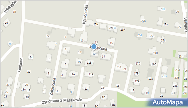 Warszawa, Zakręcona, 12, mapa Warszawy