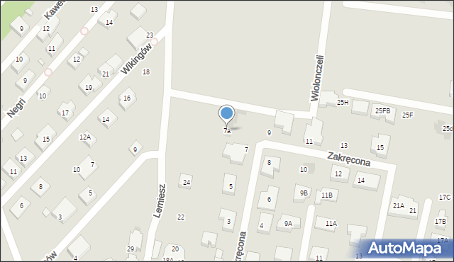 Warszawa, Zakręcona, 7a, mapa Warszawy