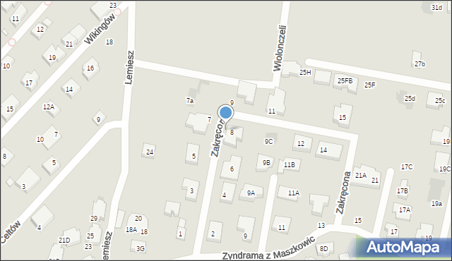 Warszawa, Zakręcona, 7c, mapa Warszawy