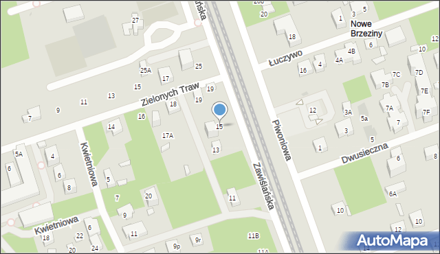 Warszawa, Zawiślańska, 15, mapa Warszawy