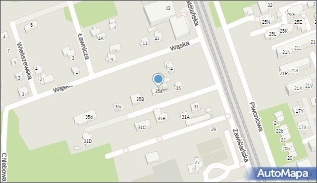 Warszawa, Zawiślańska, 35a, mapa Warszawy