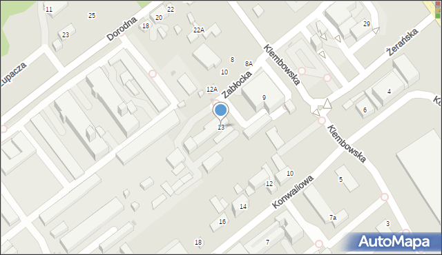 Warszawa, Zabłocka, 13, mapa Warszawy