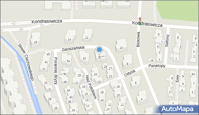 Warszawa, Zaciszańska, 31, mapa Warszawy