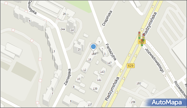 Warszawa, Zamiejska, 18A, mapa Warszawy