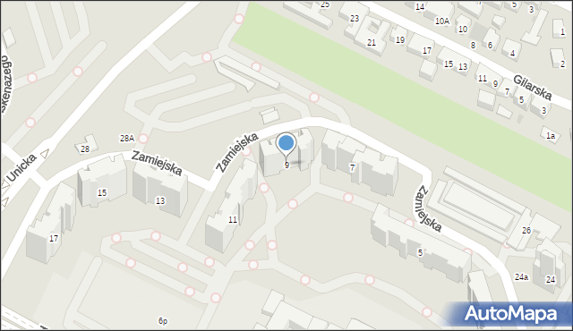 Warszawa, Zamiejska, 9, mapa Warszawy