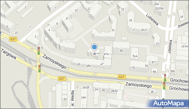 Warszawa, Zamoyskiego Jana, hetm., 45, mapa Warszawy