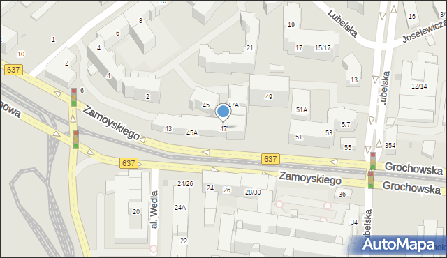 Warszawa, Zamoyskiego Jana, hetm., 47, mapa Warszawy