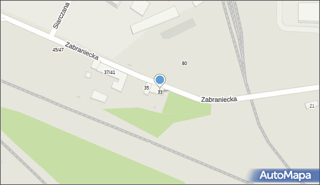 Warszawa, Zabraniecka, 33, mapa Warszawy