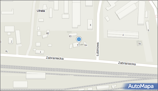 Warszawa, Zabraniecka, 8B, mapa Warszawy