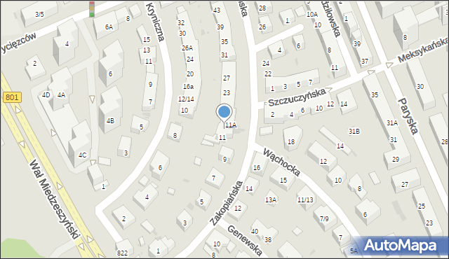 Warszawa, Zakopiańska, 13, mapa Warszawy