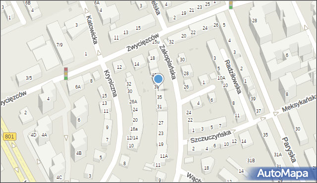 Warszawa, Zakopiańska, 37, mapa Warszawy