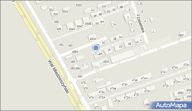 Warszawa, Zabielska, 1J, mapa Warszawy