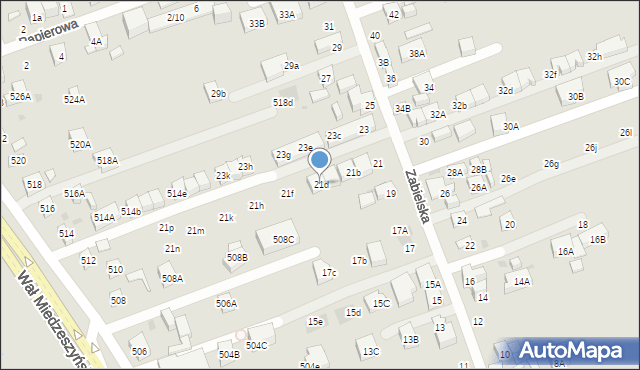 Warszawa, Zabielska, 21d, mapa Warszawy