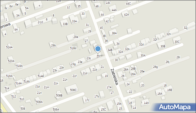 Warszawa, Zabielska, 23, mapa Warszawy