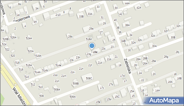 Warszawa, Zabielska, 23f, mapa Warszawy