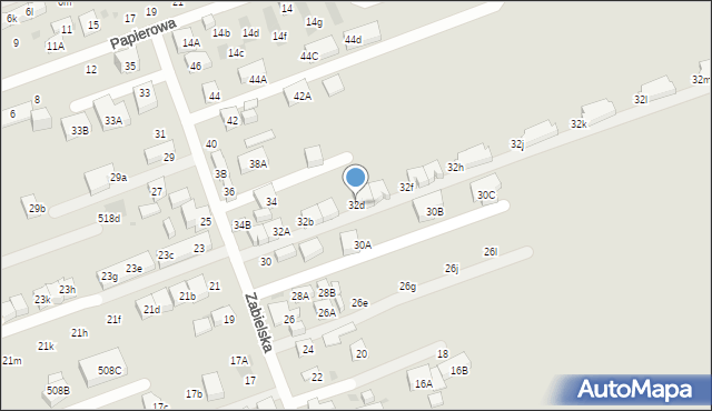 Warszawa, Zabielska, 32d, mapa Warszawy