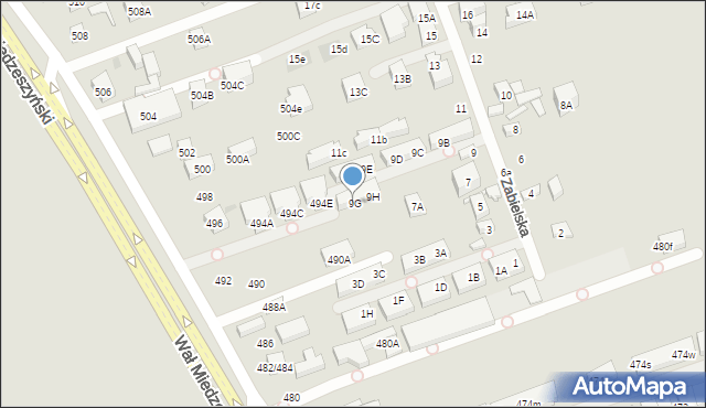 Warszawa, Zabielska, 9G, mapa Warszawy