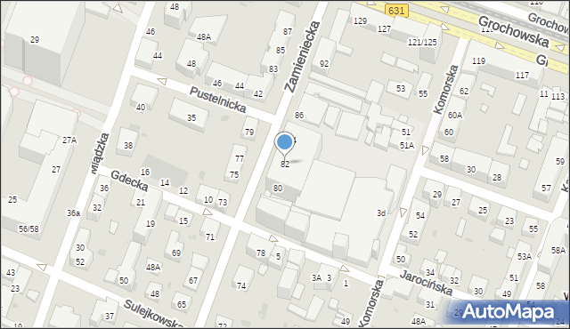 Warszawa, Zamieniecka, 82, mapa Warszawy