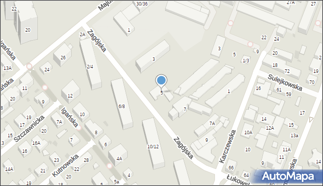 Warszawa, Zagójska, 5, mapa Warszawy