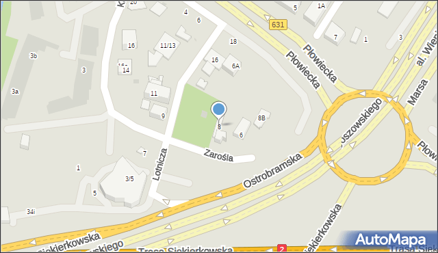 Warszawa, Zarośla, 8, mapa Warszawy