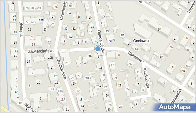Warszawa, Zawierciańska, 6, mapa Warszawy