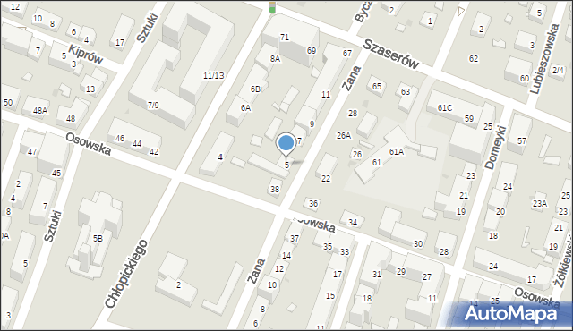 Warszawa, Zana Tomasza, 5, mapa Warszawy
