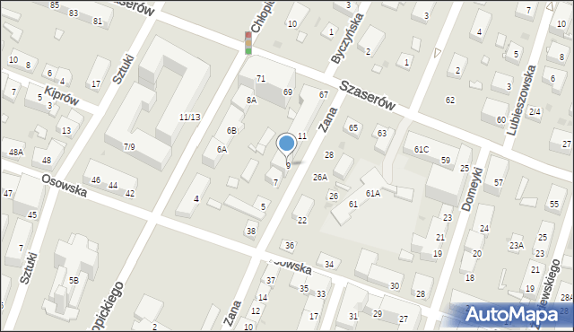Warszawa, Zana Tomasza, 9, mapa Warszawy