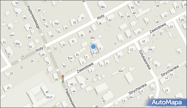 Warszawa, Zawodowa, 7, mapa Warszawy