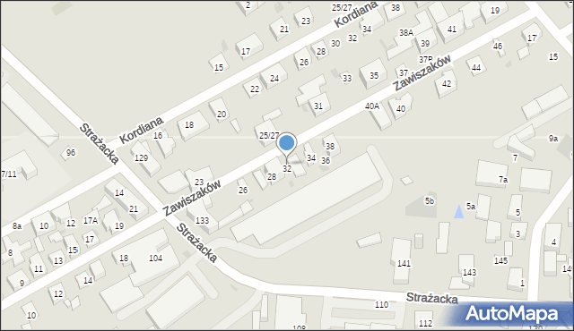 Warszawa, Zawiszaków, 32, mapa Warszawy