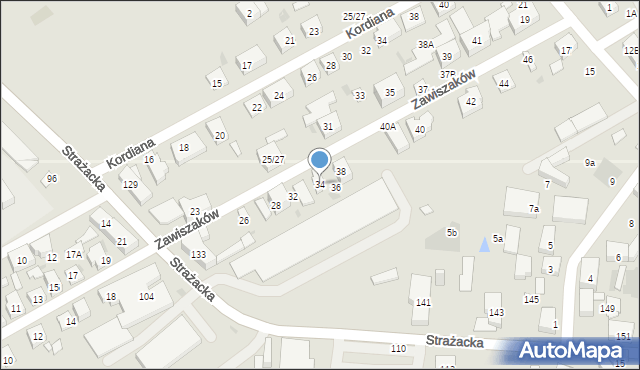 Warszawa, Zawiszaków, 34, mapa Warszawy