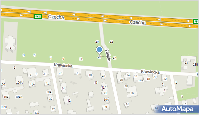 Warszawa, Zalipie, 47, mapa Warszawy