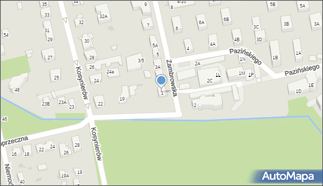 Warszawa, Zambrowska, 1, mapa Warszawy
