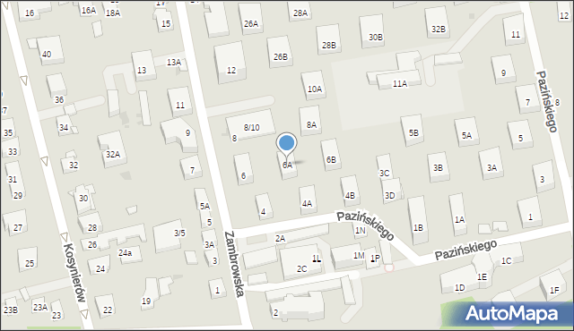 Warszawa, Zambrowska, 6A, mapa Warszawy