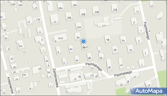 Warszawa, Zambrowska, 6B, mapa Warszawy