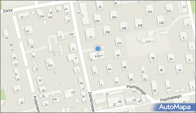Warszawa, Zambrowska, 8/10, mapa Warszawy