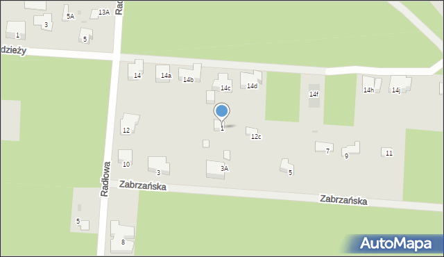 Warszawa, Zabrzańska, 1, mapa Warszawy