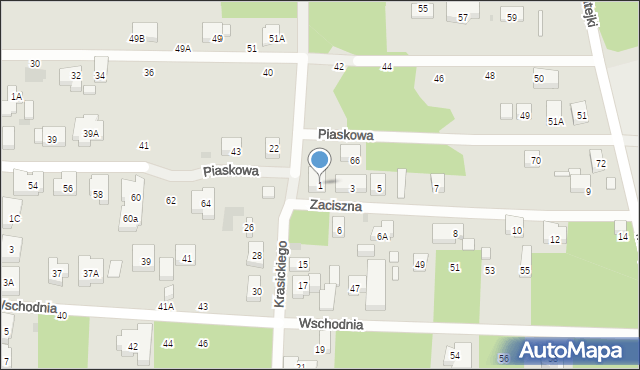 Warszawa, Zaciszna, 1, mapa Warszawy