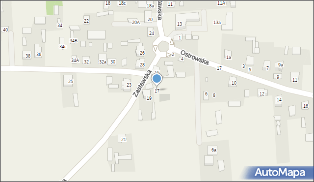 Wąsewo, Zastawska, 17, mapa Wąsewo