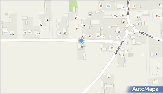 Wąsewo, Zastawska, 25, mapa Wąsewo