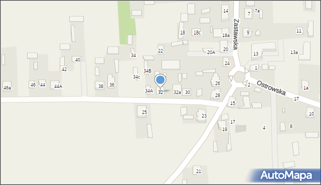 Wąsewo, Zastawska, 32, mapa Wąsewo