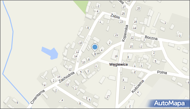 Węglewice, Zachodnia, 6, mapa Węglewice